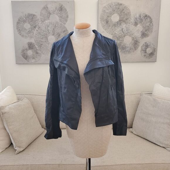 🌹 Trouvé 🌹 Drape Front Leather Jacket - [Small, Black] - Picture 4 of 14